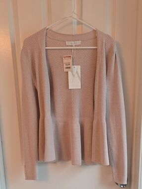 Dusty Pink Peplum Open-Front Cardigan